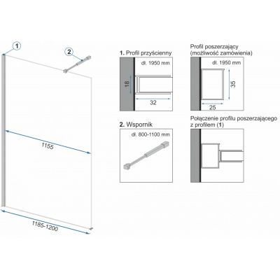 Rea Aero Black ścianka prysznicowa 120 cm wolnostojąca czarny półmat/szkło przezroczyste REA-K6599