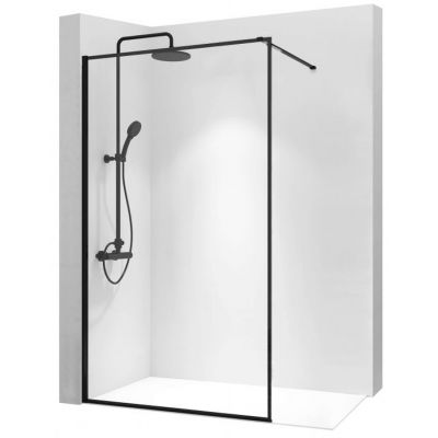 Rea Bler ścianka prysznicowa 90 cm wolnostojąca czarny półmat/szkło przezroczyste REA-K7638