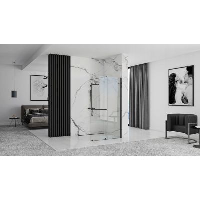 Rea Cortis Black ścianka prysznicowa Walk-In 100 cm profile czarne REA-K7740