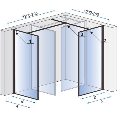 Rea Bler 1 Walk-In ścianka prysznicowa 90 cm wolnostojąca czarny półmat/szkło przezroczyste REA-K7953
