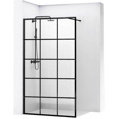 Rea Bler 1 Walk-In ścianka prysznicowa 100 cm wolnostojąca czarny/szkło przezroczyste REA-K7955