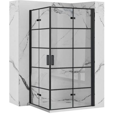 Rea Molier Black Double kabina prysznicowa 80x100 cm prostokątna czarny półmat/szkło przezroczyste REA-K8537/REA-K6963
