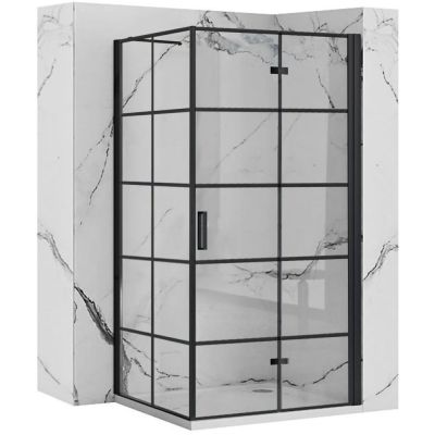 Rea Molier Black kabina prysznicowa 80x80 cm kwadratowa czarny półmat/szkło przezroczyste REA-K8537/REA-K8412