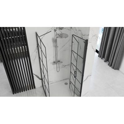 Rea Molier Black kabina prysznicowa 80x90 cm prostokątna czarny półmat/szkło przezroczyste REA-K8537/REA-K8531
