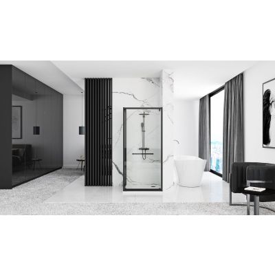Rea Space IN kabina prysznicowa 100x80 cm prostokątna narożna czarny/szkło przezroczyste REA-K8882