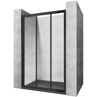 Rea Alex Black drzwi prysznicowe 100 cm 3-elementowe czarny półmat/szkło przezroczyste REA-K9639