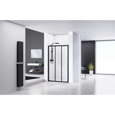 Rea Alex Black drzwi prysznicowe 100 cm 3-elementowe czarny półmat/szkło przezroczyste REA-K9639