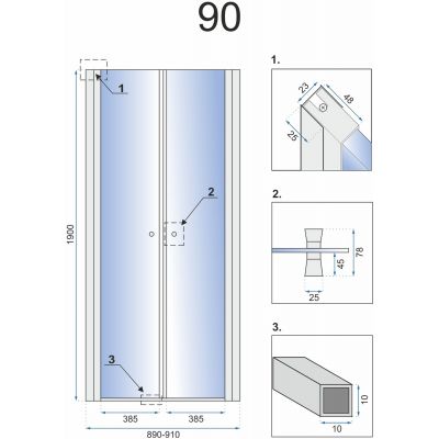 Rea Western Space N2 drzwi prysznicowe 90 cm wahadłowe chrom/szkło przezroczyste REA-K9993
