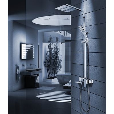 Rea Navaro zestaw wannowo-prysznicowy z deszczownicą kwadratową chrom REA-P0802