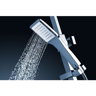 Rea Navaro zestaw wannowo-prysznicowy z deszczownicą kwadratową chrom REA-P0802