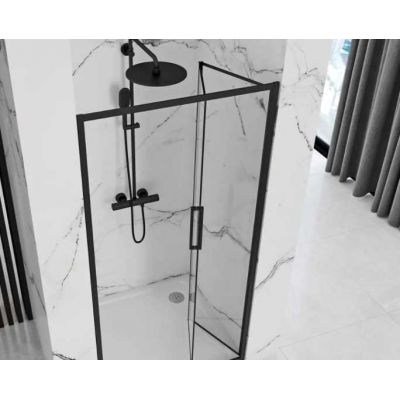 Rea Rapid Fold drzwi prysznicowe 100 cm czarny półmat/szkło przezroczyste REA-K6420