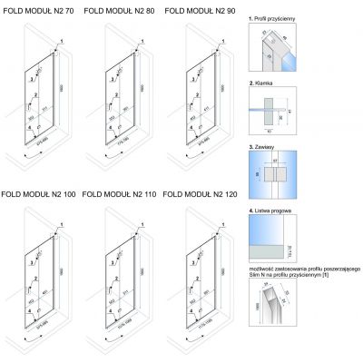 Rea Fold N2 kabina prysznicowa 110 cm kwadratowa chrom/szkło przezroczyste REA-K7438/REA-K7438