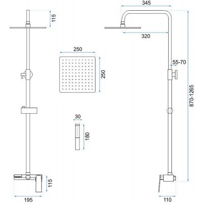Rea Gio zestaw prysznicowy ścienny czarny mat/złoty REA-P9860