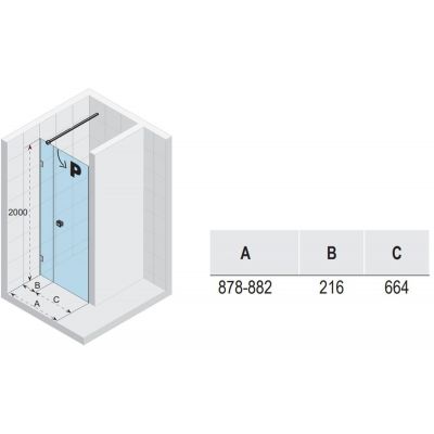 Riho Scandic NXT X102 drzwi prysznicowe 90 cm wnękowe prawe czarny mat/szkło przezroczyste G001010121