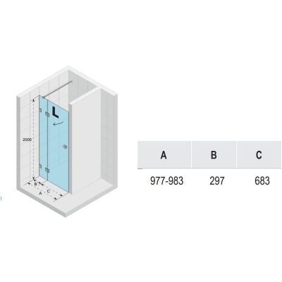 Riho Scandic NXT X104 drzwi prysznicowe 100 cm wnękowe prawe chrom błyszczący/szkło przezroczyste G001024120