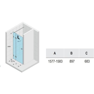 Riho Scandic NXT X104 drzwi prysznicowe 160 cm wnękowe prawe czarny mat/szkło przezroczyste G001030121