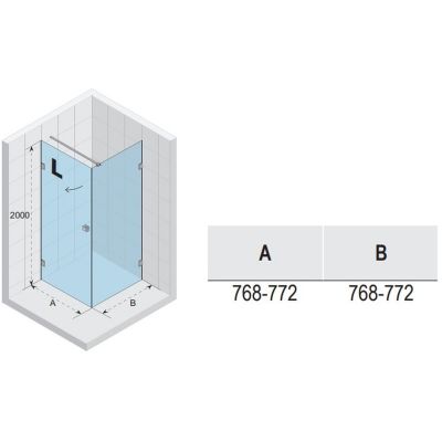 Riho Scandic NXT X201 kabina prysznicowa 80x80 cm kwadratowa lewa czarny mat/szkło przezroczyste G001031121
