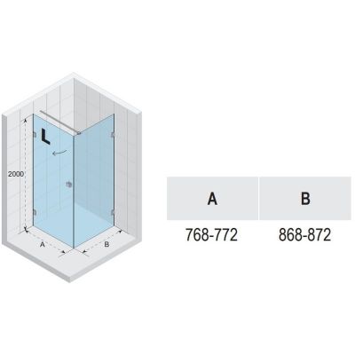Riho Scandic NXT X201 kabina prysznicowa 80x90 cm prostokątna lewa chrom błyszczący/szkło przezroczyste G001033120