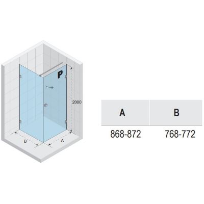 Riho Scandic NXT X201 kabina prysznicowa 90x80 cm prostokątna prawa chrom błyszczący/szkło przezroczyste G001038120