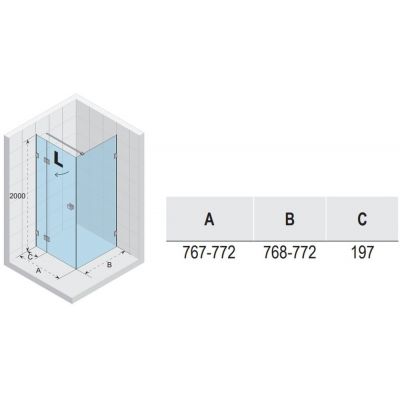 Riho Scandic NXT X203 kabina prysznicowa 80x80 cm kwadratowa lewa chrom błyszczący/szkło przezroczyste G001053120