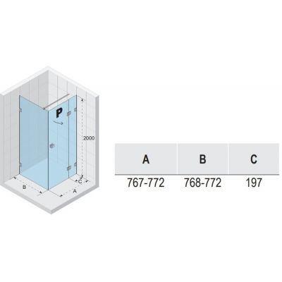 Riho Scandic NXT X203 kabina prysznicowa 80x80 cm kwadratowa prawa chrom błyszczący/szkło przezroczyste G001054120