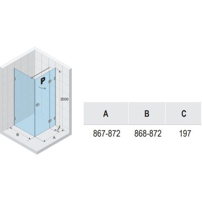 Riho Scandic NXT X203 kabina prysznicowa 90x90 cm kwadratowa prawa czarny mat/szkło przezroczyste G001056121