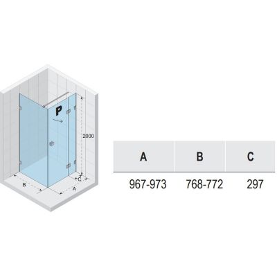 Riho Scandic NXT X203 kabina prysznicowa 100x80 cm prostokątna prawa czarny mat/szkło przezroczyste G001058121