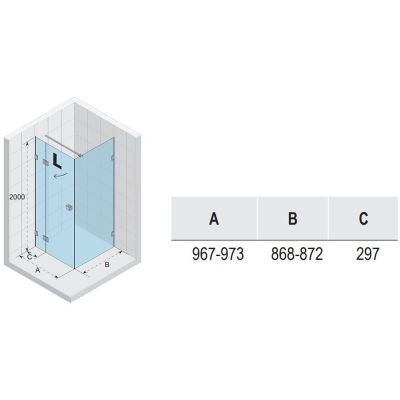 Riho Scandic NXT X203 kabina prysznicowa 100x90 cm prostokątna lewa czarny mat/szkło przezroczyste G001059121