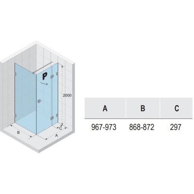 Riho Scandic NXT X203 kabina prysznicowa 100x90 cm prostokątna prawa chrom błyszczący/szkło przezroczyste G001060120