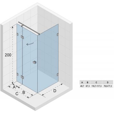 Riho Scandic NXT X203 kabina prysznicowa 120x80 cm prostokątna prawa chrom błyszczący/szkło przezroczyste G001064120