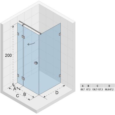 Riho Scandic NXT X203 kabina prysznicowa 140x90 cm prostokątna lewa chrom błyszczący/szkło przezroczyste G001069120