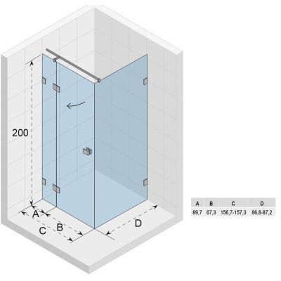 Riho Scandic NXT X203 kabina prysznicowa 160x90 cm prostokątna prawa chrom/szkło przezroczyste G001074120