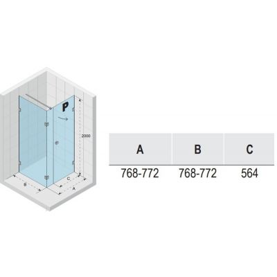 Riho Scandic NXT X204 kabina prysznicowa 80x80 cm kwadratowa prawa chrom błyszczący/szkło przezroczyste G001078120