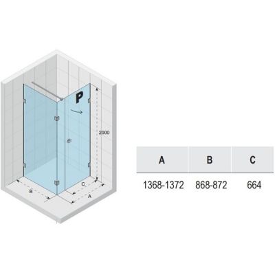 Riho Scandic NXT X204 kabina prysznicowa 140x90 cm prostokątna prawa chrom błyszczący/szkło przezroczyste G001090120