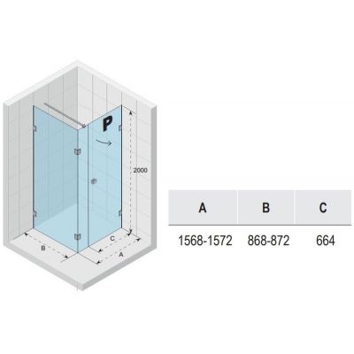 Riho Scandic NXT X204 kabina prysznicowa 160x90 cm prostokątna prawa chrom błyszczący/szkło przezroczyste G001098120
