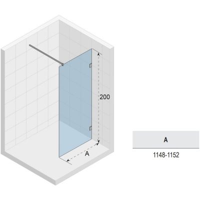 Riho Scandic NXT X400 Walk-in ścianka prysznicowa 120 cm wolnostojąca czarny mat/szkło przezroczyste G001112121