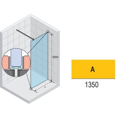 Riho Scandic NXT X400 Flat Walk-in ścianka prysznicowa 135 cm wolnostojąca chrom błyszczący/szkło przezroczyste G001122111