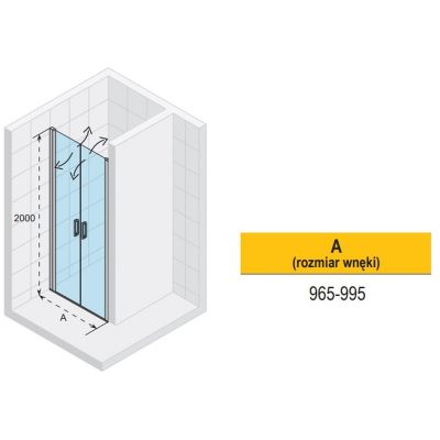 Riho Novik Z111 drzwi prysznicowe 100 cm wnękowe chrom błyszczący/szkło przezroczyste G003005120