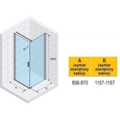 Riho Novik Z201 kabina prysznicowa 90x120 cm prostokątna chrom błyszczący/szkło przezroczyste G003013120