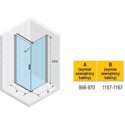 Riho Novik Z201 kabina prysznicowa 100x120 cm prostokątna chrom błyszczący/szkło przezroczyste G003017120