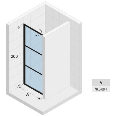 Riho Grid GB101 drzwi prysznicowe 80 cm wnękowe czarny mat/szkło Grid G004001121