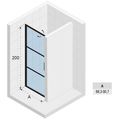 Riho Grid GB101 drzwi prysznicowe 90 cm wnękowe czarny mat/szkło Grid G004002121