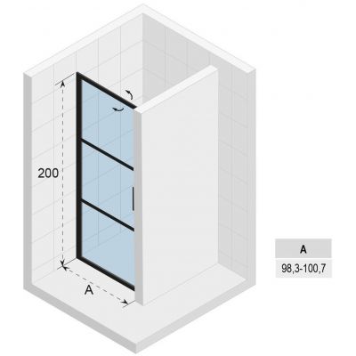 Riho Grid GB101 drzwi prysznicowe 100 cm wnękowe czarny mat/szkło Grid G004003121