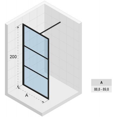 Riho Grid GB400 Walk-In ścianka prysznicowa 90 cm wolnostojąca czarny mat/szkło Grid G004025121
