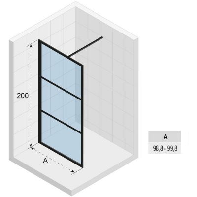 Riho Grid GB400 Walk-In ścianka prysznicowa 100 cm wolnostojąca czarny mat/szkło Grid G004026121