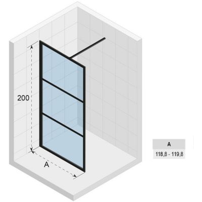 Riho Grid GB400 Walk-In ścianka prysznicowa 120 cm wolnostojąca czarny mat/szkło Grid G004027121