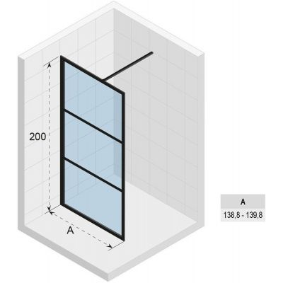 Riho Grid GB400 Walk-In ścianka prysznicowa 140 cm wolnostojąca czarny mat/szkło Grid G004028121