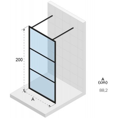 Riho Grid GB401 Walk-in ścianka prysznicowa 90 cm wolnostojąca czarny mat/szkło Grid G004029121