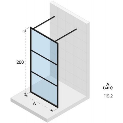 Riho Grid GB401 Walk-in ścianka prysznicowa 120 cm wolnostojąca czarny mat/szkło Grid G004033121