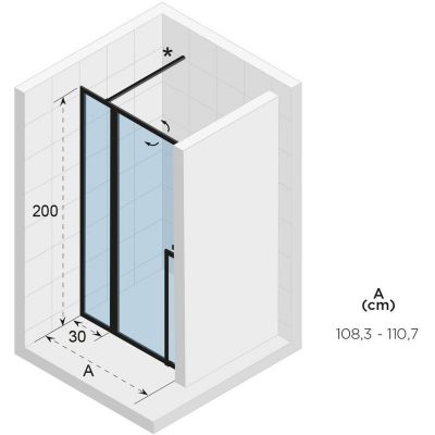 Riho Lucid GD104 drzwi prysznicowe 110 cm wnękowe biały mat/szkło przezroczyste G005004122